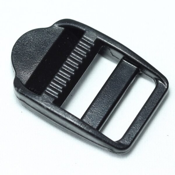 Plastic ladder lock buckle used for adjusting webbing of a backpack or other equipment