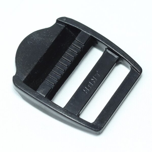 Plastic ladder lock buckle used for adjusting webbing of a backpack or other equipment