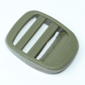 bulky looking Plastic ladder lock buckle used for adjusting webbing of a backpack or other equipment