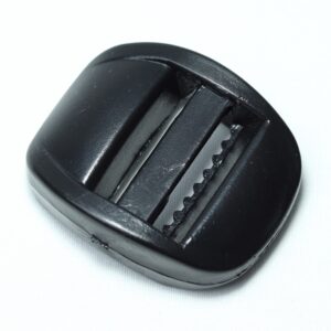 bulky looking Plastic ladder lock buckle used for adjusting webbing of a backpack or other equipment