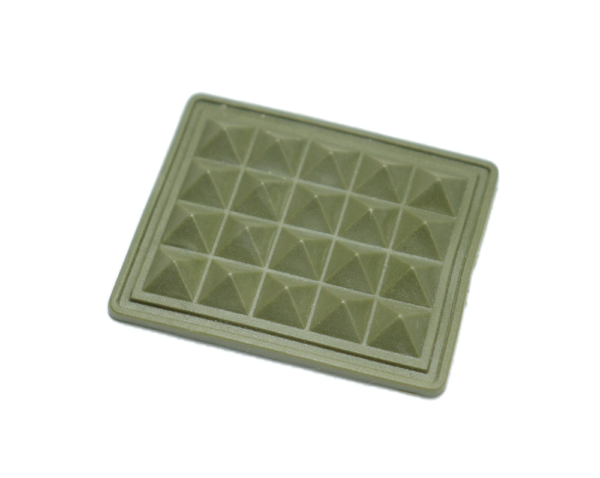 small rectangular bottom protector pad with a diamond pattern for luggage and backpacks